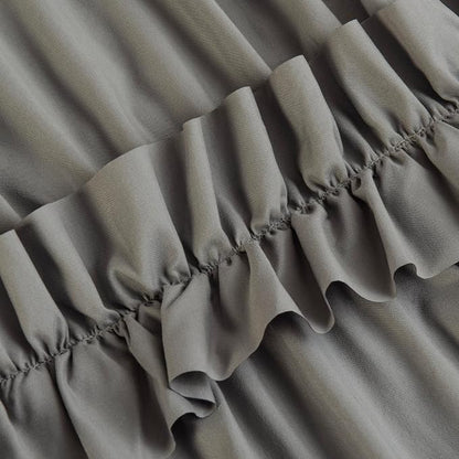 Farmhouse Ruffle Shower Curtain, Gray, 72 x 72 in | Decorative Elegant Bathroom Curtain with 12 Holes, Soft Ruched Microfiber Fabric, Vintage Handmade Design