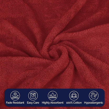 Elegant Comfort Premium Cotton 6-Piece Towel Set, Includes 2 Washcloths, 2 Hand Towels and 2 Bath Towels, 100% Turkish Cotton - Highly Absorbent and Super Soft Towels for Bathroom, Burgundy