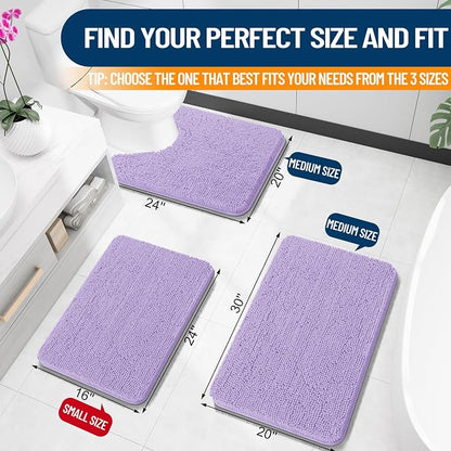 OLANLY Bathroom Rugs 30x20, Extra Soft Absorbent Chenille Bath Rugs | Lavender, Quick-Drying Rubber Backing, Machine Washable Bath Mat for Bathroom Floor, Tub and Shower, Home Decor Accessories