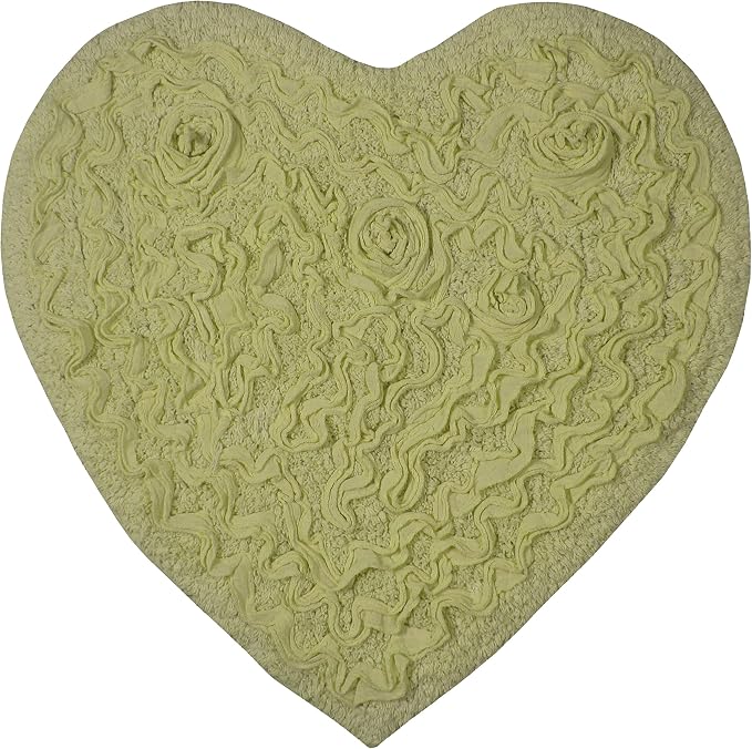 Home Weavers Bell Flower Collection 100% Cotton Tufted Bath Rugs, Extra Soft and Absorbent Bath Rugs, Non-Slip Bath Mats, Machine Washable, Bath Mats for Bathroom Floor and Tub, 25"x25" Heart, Green