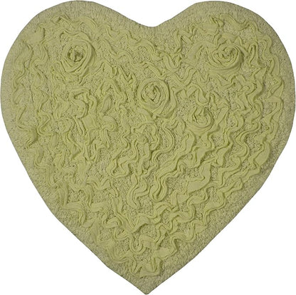 Home Weavers Bell Flower Collection 100% Cotton Tufted Bath Rugs, Extra Soft and Absorbent Bath Rugs, Non-Slip Bath Mats, Machine Washable, Bath Mats for Bathroom Floor and Tub, 25"x25" Heart, Green