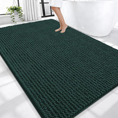 OLANLY Thick Chenille Large Bathroom Rugs Mats 70x46, Blackish Green | Soft Absorbent Bath Rugs, Rubber Backing, Machine Wash Dry, Bath Mats for Bathroom, Tub and Shower, Home Decor Accessories