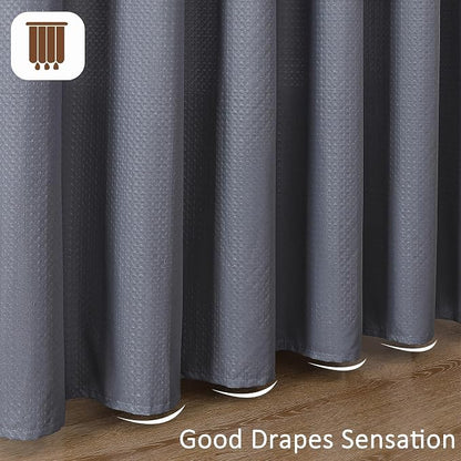 Grey Fabric Shower Curtain 78 Inch Length 1 Piece, Embossed Textured Waffle Cloth Shower Curtains for Bathroom Modern Hotel Spa, Water Resistant Machine Washable, 72Wx78L Inches