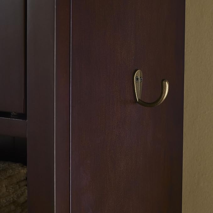 Crosley Furniture Lydia Over The Toilet Storage Cabinet and Bathroom Organizer with Hooks and Shelves, Espresso