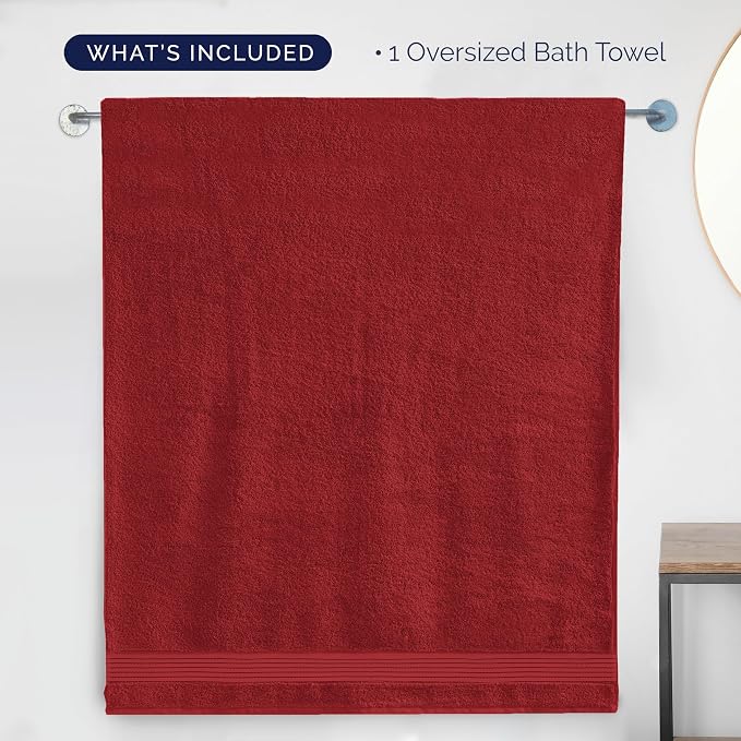 Elegant Comfort Premium Super Soft Highly Absorbent 1 Piece Oversized Bath Sheet - 40" x 80" inch, Luxurious Hotel Spa Quality 100% Turkish Cotton Extra Large Bath Towels for Adults, Burgundy
