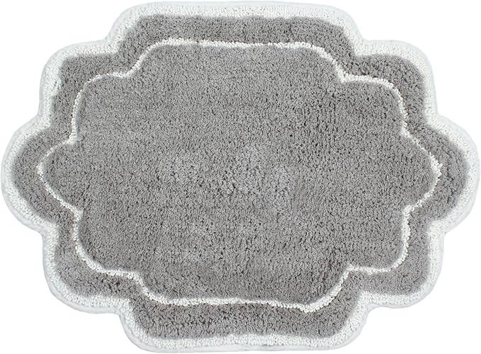 Home Weavers Allure Collection 100% Cotton Tufted Bathroom Rug, Soft and Absorbent Bath Rugs, Non-Slip Bath Carpet, Machine Wash Dry Bath Mats for Bathroom Floor, 17"x24" Bath Rug, Gray