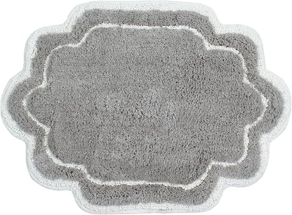 Home Weavers Allure Collection 100% Cotton Tufted Bathroom Rug, Soft and Absorbent Bath Rugs, Non-Slip Bath Carpet, Machine Wash Dry Bath Mats for Bathroom Floor, 17"x24" Bath Rug, Gray