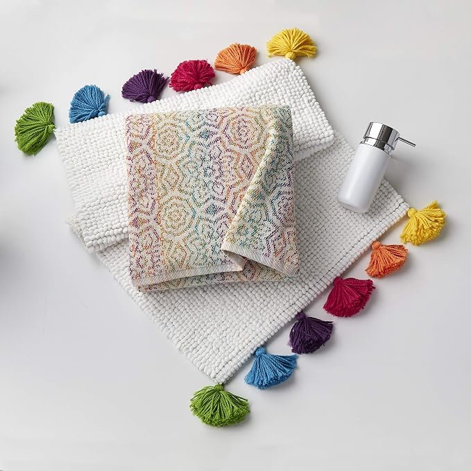 SKL Home Rhapsody Bath Towel, Premium 100% Cotton, Multi | 550 GSM weight. Spa-level quality. Soft & absorbent terry. Reversible jacquard pattern for 2-looks-in-1.