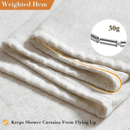 Extra Long Linen Shower Curtain for Bathroom 94 Inch White Solid | Extra Tall Floor to Ceiling Bath Curtains Set with Hooks, Neutral Boho Farmhouse, Simple Luxury Shower Decor, 1 Panel, 72x94