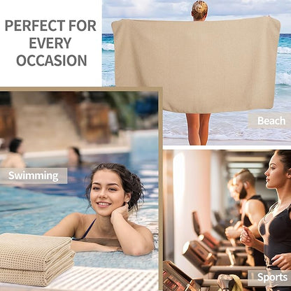MICROFI New Microfiber Waffle Bath Towels, 2 Pieces, Oversized, Soft, Absorbent, Fast Drying, Lint Free 430 GSM (30''x60''/76cm x 152cm)