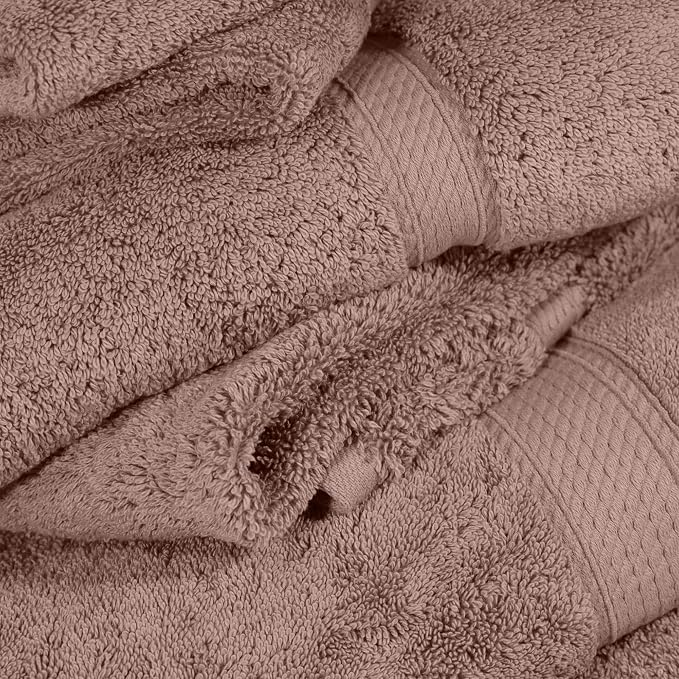 Superior Egyptian Cotton Plush Absorbent, Bath Towel Set of 4, Muted Mauve | Quick Dry, Soft Luxury Towel Set, Bath Essentials for Bathroom, Guest Bath, Spa, 4 Piece Bath, Madeline Towels