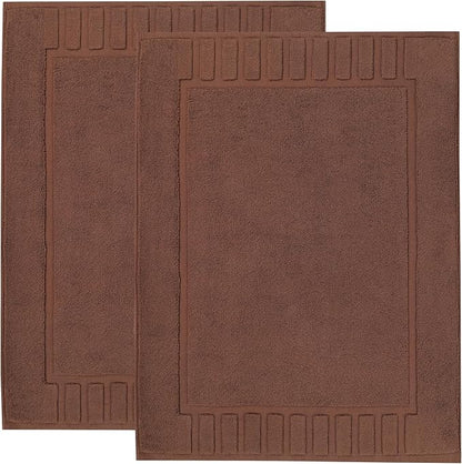 Superior 100% Cotton Bathmat Set, Bath Mats, Bathroom Decor, Shower, Bathtub Essentials, Home Accessories, Washable Rug, No Backing, Heavyweight, Leo Collection, Set of 2, 22" x 35", Brown