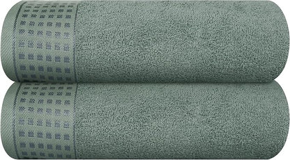 GLAMBURG 100% Cotton 2 Pack Oversized Bath Towel Set 28x55 Inches, Ultra Soft Highly Absorbant Compact Quickdry & Lightweight Large Bath Towels, Ideal for Gym Travel Camp Pool - Jade