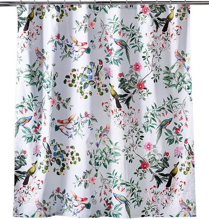 Maison d' Hermine Shower Curtain 100% Cotton One Panel 70"x72" Washable Fabric Shower Curtains for Bathroom, Easy Hanging with 12 Button Holes - Home Hotel Spa Easter Gifts (Eden - Blue Blush)