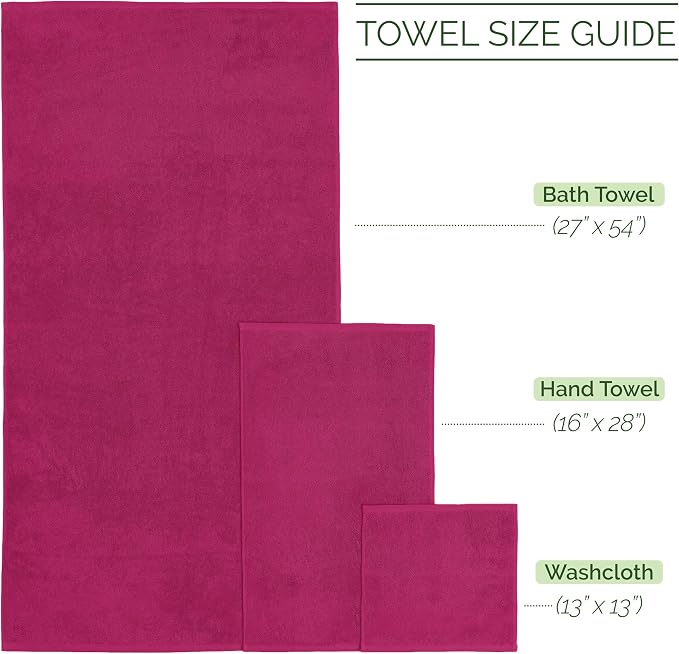 Elegant Comfort 100% Turkish Cotton Corduroy Ribbed Luxury Bath Towels 6-Piece Set, Premium Feel - Quick Dry, Highly Absorbent, Contains 2 Bath Towels, 2 Hand Towels, and 2 Washcloths, Hot Pink