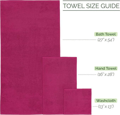 Elegant Comfort 100% Turkish Cotton Corduroy Ribbed Luxury Bath Towels 6-Piece Set, Premium Feel - Quick Dry, Highly Absorbent, Contains 2 Bath Towels, 2 Hand Towels, and 2 Washcloths, Hot Pink