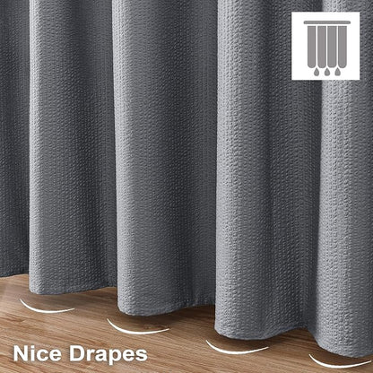 Stall Shower Curtain 48X72 inch, Embossed Textured Fabric Shower Curtain for Bathroom - Soft Cloth & Hotel Spa, Water Repellent, Machine Washable Bathroom Curtain, Grey