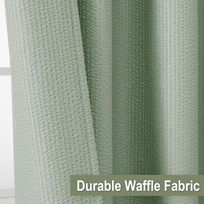 Berry Sage Green Shower Curtain - 3D Embossed Textured Shower Curtains for Bathroom, Boho Waffle Green Shower Curtains, Luxury Hotel Cloth Bath Curtain for Bathroom, 72Wx72H, Sage Green