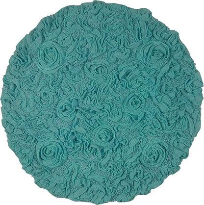 Home Weavers Bell Flower Collection 100% Cotton Tufted Bath Rugs, Extra Soft and Absorbent Bath Rugs, Non-Slip Bath Mats, Machine Washable, Bath Mats for Bathroom Floor and Tub, 30" Round, Turquoise