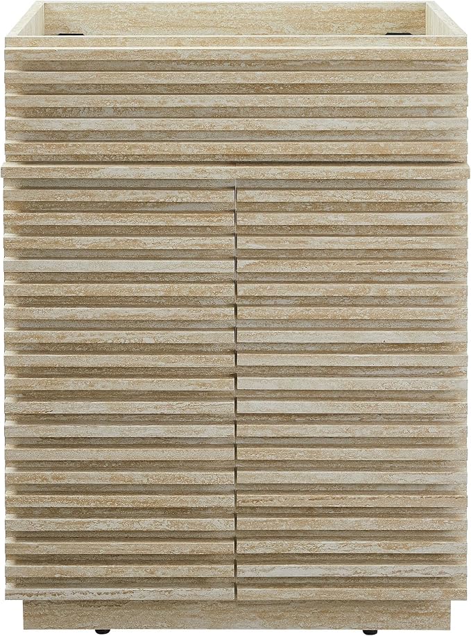 Modway Render Faux Travertine Slatted Bathroom Cabinet in Travertine