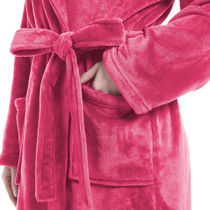 Fluffy Soft Robes for Women, Warm Fleece Womens Robe, Cozy Bathrobe | Plush Bathrobe for Women, Long Fuzzy Lightweight Bath Robe with Pockets for Shower Spa Hotel House Pool
