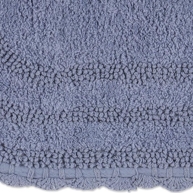 DII Crochet Collection Reversible Bath Mat, Large Oval, 21x34, Stonewash Blue