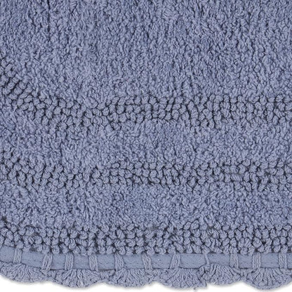 DII Crochet Collection Reversible Bath Mat, Large Oval, 21x34, Stonewash Blue