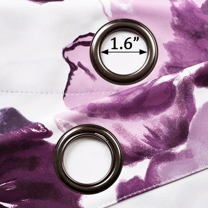 Lush Decor Leah Light Filtering Window Curtain Panels, Pair, 52" W x 95" L, Purple & Gray - Floral Drapes for Bedroom - Purple Curtains -Farmhouse Decor