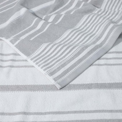 Martex Restore Batten Stripe Bath Towel – Soft, Absorbent, Moisture-Wicking and Quick to Dry – Lightweight for Everyday Use – Comfortable Feel with Convenient Loop for Hanging – 30" x 56" – Gray