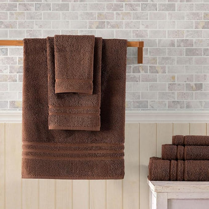 Hawmam Linen Brown 6 Piece Bath Towels Set for Bathroom Original Turkish Cotton Soft, Absorbent and Premium 2 Bath Towels, 2 Hand Towels, 2 Washcloths