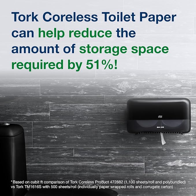Tork Coreless High-Capacity Toilet Paper Roll T7, 36 x 1100 sheets, 472882 | White, Universal, 2-ply