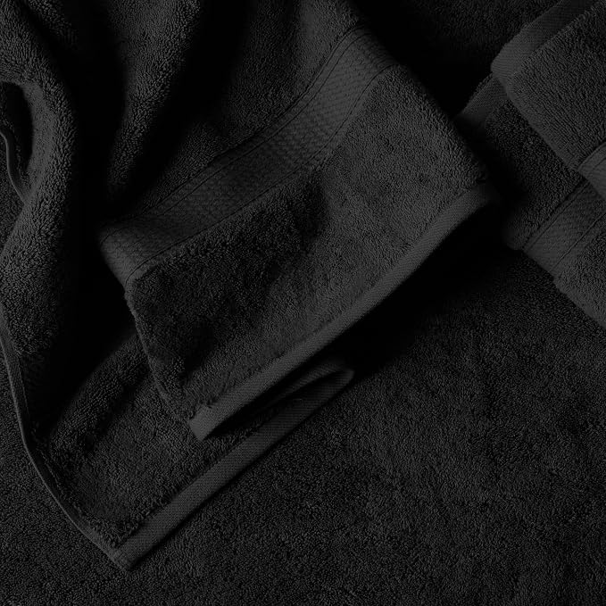 Superior Egyptian Cotton Plush & Absorbent, Bath Towel Set of 4, Black | Quick Dry, Soft Luxury Towel Set, Bath Essentials for Bathroom, Guest Bath, Spa, 4 Piece Bath, Madeline Towels
