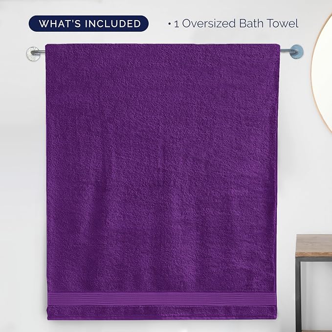 Elegant Comfort Premium Super Soft Highly Absorbent 1 Piece Oversized Bath Sheet - 40" x 80" inch, Luxurious Hotel Spa Quality 100% Turkish Cotton Extra Large Bath Towels for Adults, Purple