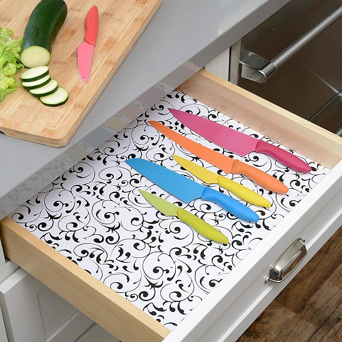 Con-Tact Brand Creative Covering, Self-Adhesive Shelf Liner, Multi-Purpose Vinyl Roll, Easy to Use and Apply, 18'' x 16', Virtu Black
