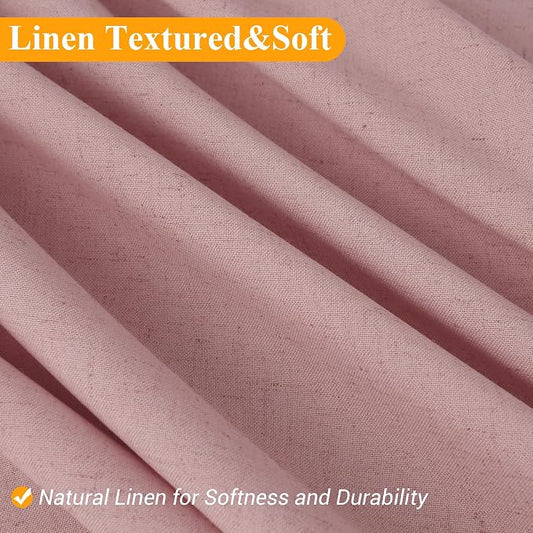 Pink 54 Inch Shower Curtain - Stall Narrow Half Linen Ultra Thick Fabric Shower Curtain Set with Hooks, Boho Farmhouse Rustic RV Camper Bath Curtains for Bathroom, 54x78