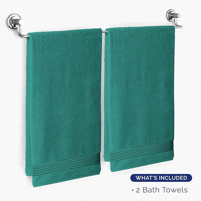 Elegant Comfort Premium Turkish Cotton 2 Pack Bath Towel Set - 27 x 54 inch, Luxurious Hotel Spa Quality 100% Turkish Cotton 2PC Bath Towel Set - Highly Absorbent - Soft Bathroom Towels, Turquoise