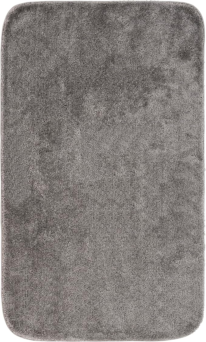 Garland Rug Traditional Nylon Washable Medium Gray 30" X 50" Bath Rug - Soft, Absorbent, and Stylish for Your Bathroom