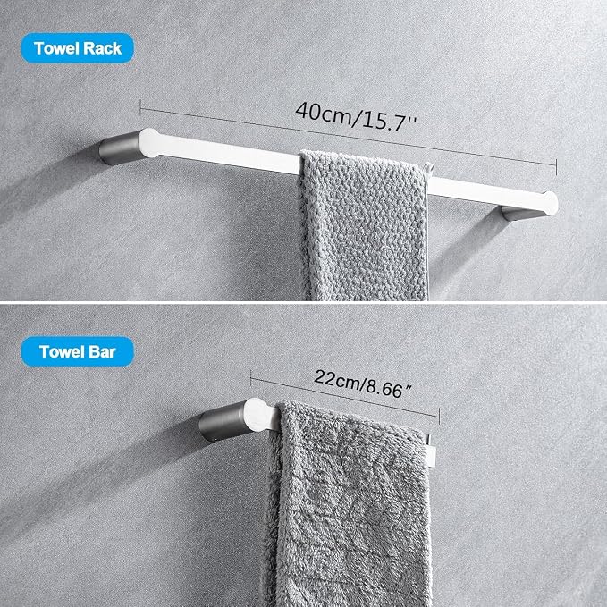 4-Pieces Bathroom Accessories Set, Towel Bar Set Modern Stainless Steel Towel Rack Towel Hooks Toilet Paper Holder for Bathroom Wall Mounted, Brushed Nickel 16 Inch