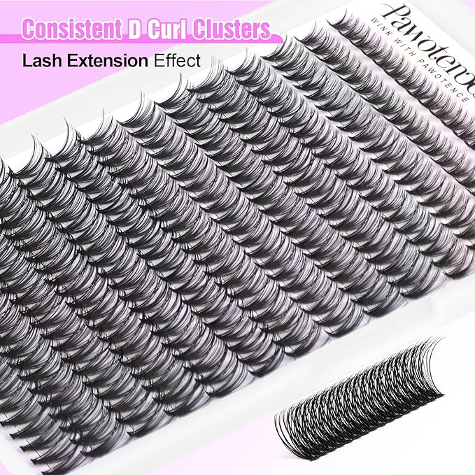 Lash Extension Kit DIY 280pcs Individual Lash Clusters Kit 30D Cluster Eyelash Extensions Kit with Lash Bond and Seal, Lash Remover, Lash Tweezers for Self Use (30D, 8-15mm, All Kit)