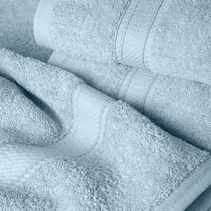 SUPERIOR Egyptian Cotton Ultra Plush & Absorbent, 12 Piece Set, Light Blue | Heavyweight 12 Pc Egyptian Cotton Towel Set Includes 4 Bath Towels 4 Hand Towels 4 Washcloths Decorative Rope Border