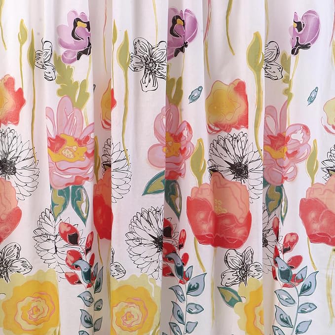 Greenland Home Fashions Fabric Sensations Shower Curtain, Stylish Bathroom Decor, Machine Washable, 72 inches x 72 inches, Watercolor Dream White