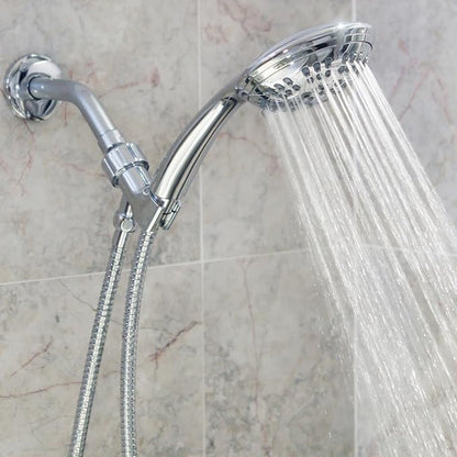 Luxury Handheld Shower Kit - 2.5 GPM - Polished Chrome | 6 Function High Pressure Removable Hand Held Showerhead with Hose and Mount, Easy Install for Boosting Low Water Flow Baths