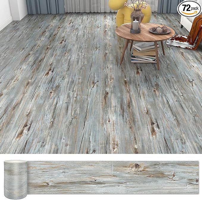 Lareko Peel and Stick Floor Tile, Waterproof Vinyl Plank Flooring | 72-Pack 108 Sq.Ft, Self-Adhesive Laminate Vinyl Tiles,Realistic Wood Grain for DIY Bathroom, Laundry Room & Rental Upgrades