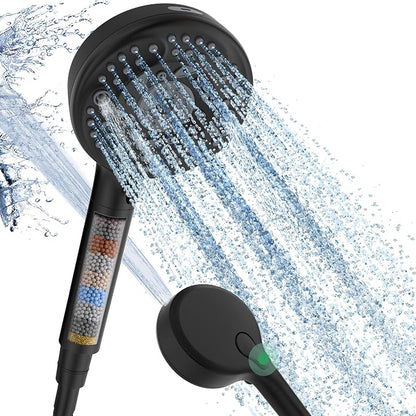SunCleanse Filtered Shower Head with Handheld, 9-Spray Setting Detachable Showerhead with Filters, Shower Head for Hard Water - Filtered Chlorine, Improve Skin and Hair Texture, Black