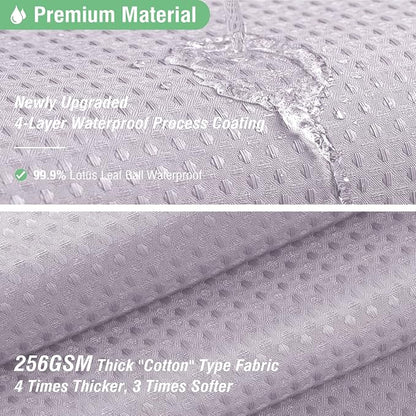 Extra Long Waffle Shower Curtain 256 GSM Fabric 72x96 Lavender | 96 Inch Tall, Thick Cloth, Weighted Hem, Water Repellent, Hotel Luxury Polyester Shower Curtain Set for Bathroom 12 Hooks