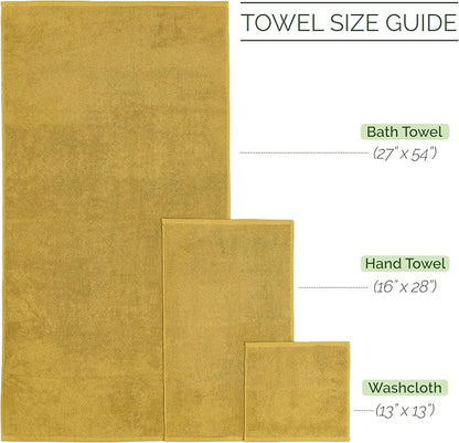 Elegant Comfort 100% Turkish Cotton Corduroy Ribbed Luxury Bath Towels 6-Piece Set, Premium Feel - Quick Dry, Highly Absorbent, Contains 2 Bath Towels, 2 Hand Towels, and 2 Washcloths, Gold