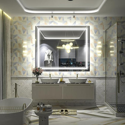 48x40 inch LED Bathroom Mirror for Wall | Dimmable, Backlit and Front Lighted Vanity Mirror, Anti-Fog, Shatterproof, Memory, ETL Listed (Horizontal/Vertical)