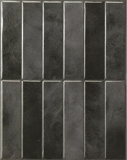Smart Tiles Peel and Stick backsplash, Stacked Graphite Black, 11.43"x9" | Pack of 5 (3.5 sq ft), Glossy, Heat/Moisture Resistant, Low VOC, Kitchen/Bathroom, Renter Friendly, Made in Canada
