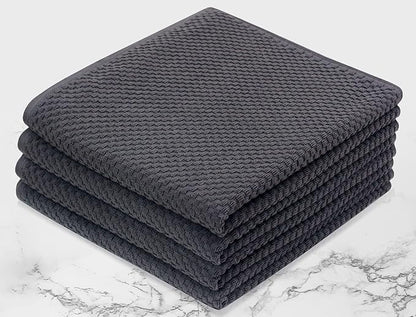 COTTON CRAFT Euro Spa Waffle Weave Bath Towels - Set of 4 Grey Towels | Pure 100% Ringspun Cotton Oversized Luxurious Towel Set - Soft Plush Super Absorbent Low Lint Quick Dry - 30 x 56 inches