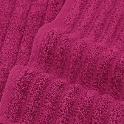 Elegant Comfort 100% Turkish Cotton Corduroy Ribbed Luxury Bath Towels 6-Piece Set, Premium Feel - Quick Dry, Highly Absorbent, Contains 2 Bath Towels, 2 Hand Towels, and 2 Washcloths, Hot Pink